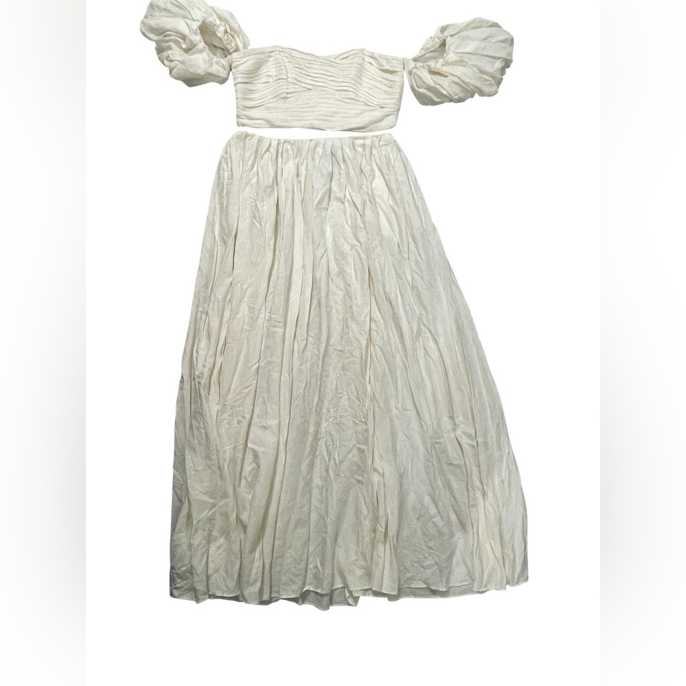 ASOS EDITION Women’s linen pleated top & full maxi skirt in ivory - IVORY